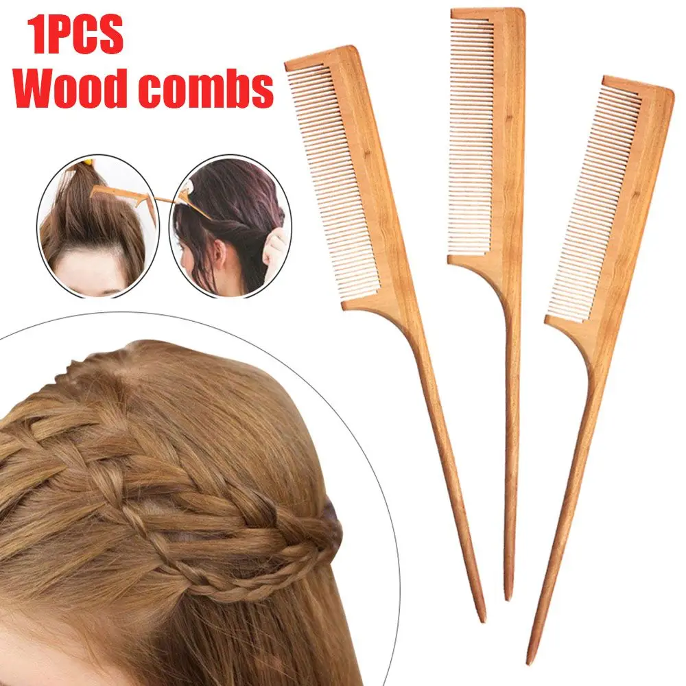 Professional Salon Hair Care Tool Hairdressing Anti-Static Rat Tail Brush Comb Pointed Tail Comb Wood Comb