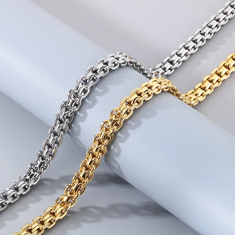 10mm O Link Chain Necklace Jewelry - Silver/Gold Color - 316L Stainless Steel - KB166026-KJX