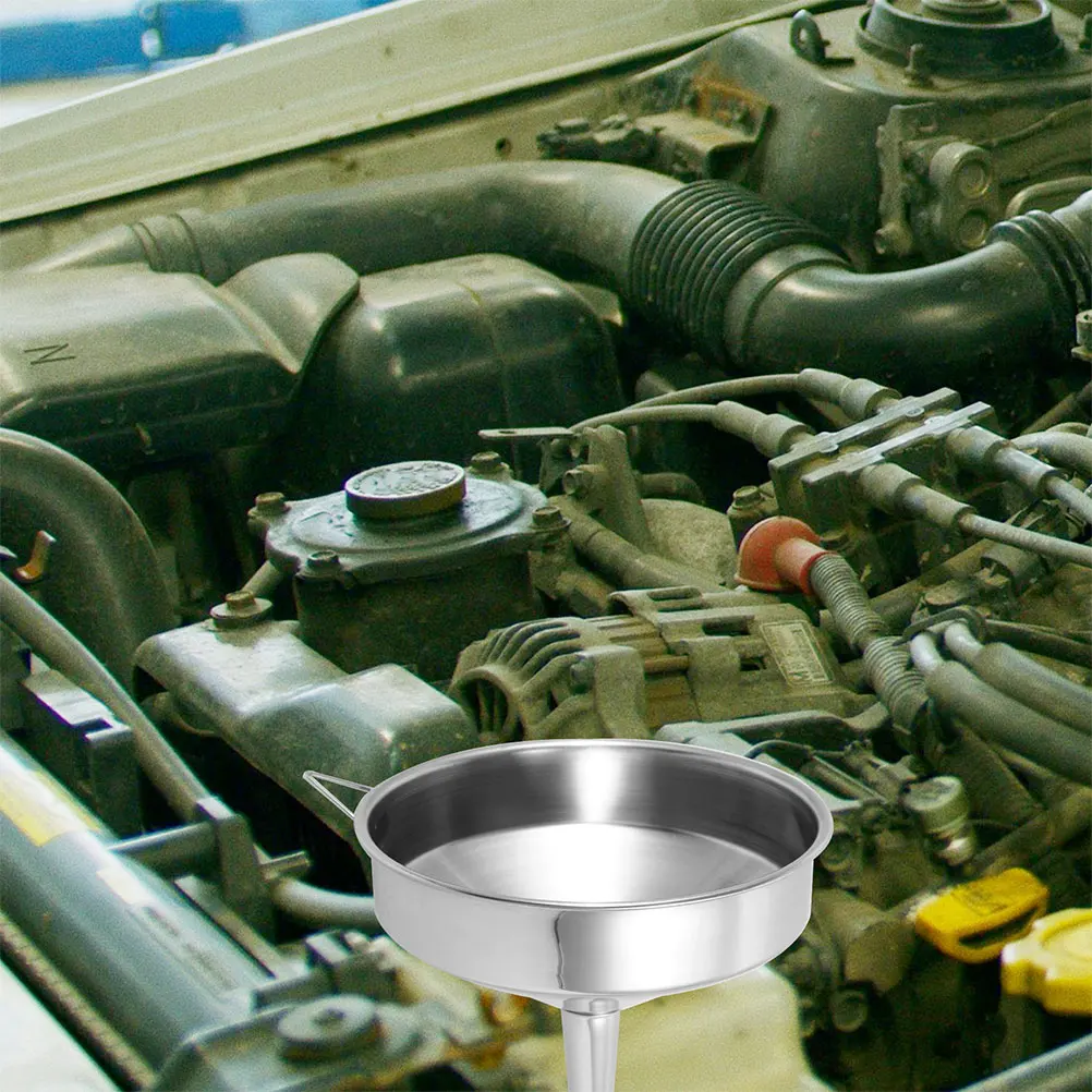 

Stainless Steel Thickened Large Diameter Funnel Engine Oil Fuel Dispenser Automotive Industrial Grade Durability