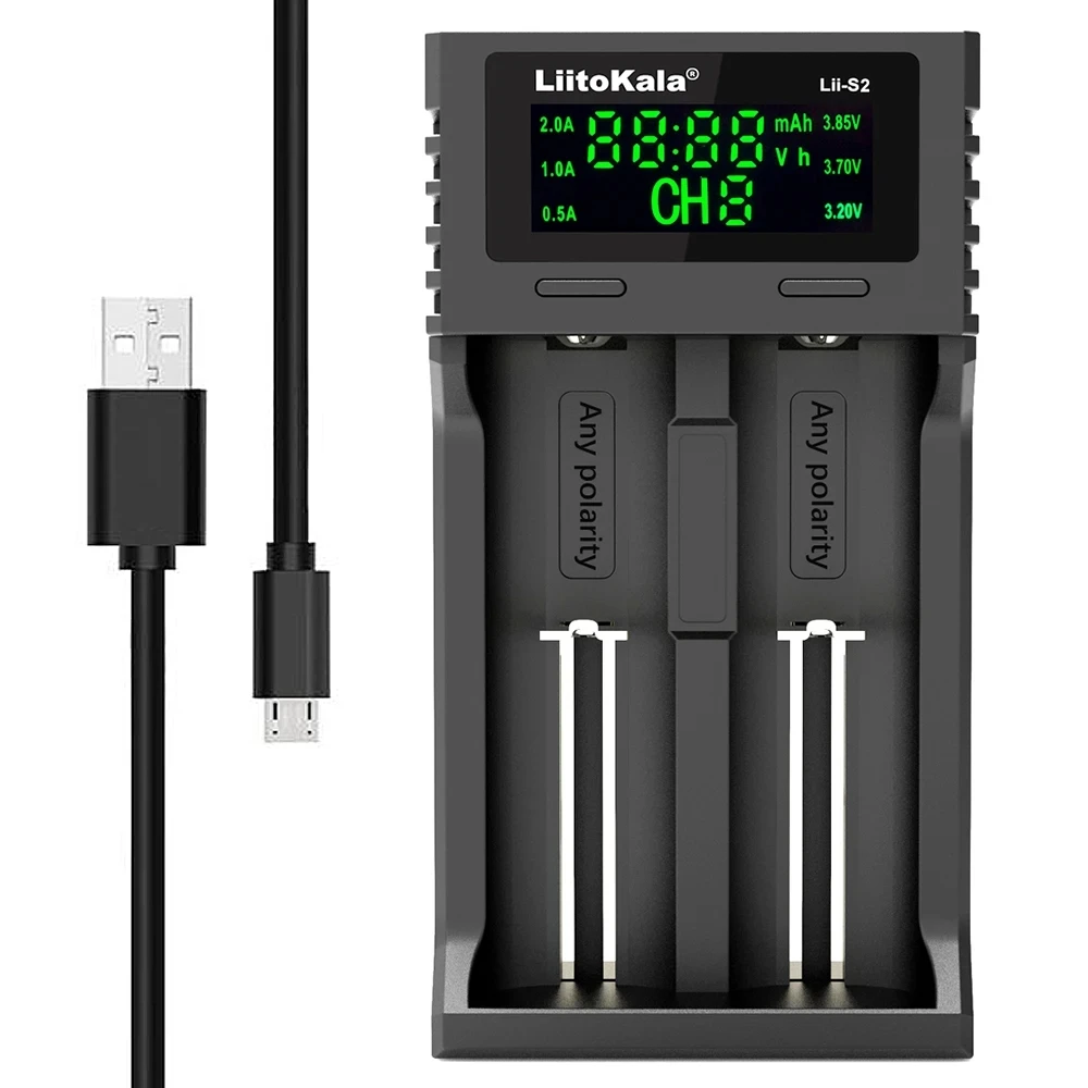 Liitokala Lii-S2 18650 Battery Charger 1.2V 3.7V 3.2V Li-ion / IMR/LiFePO4 26650 18350 21700 14500 NiMH/Cd AA, AAA