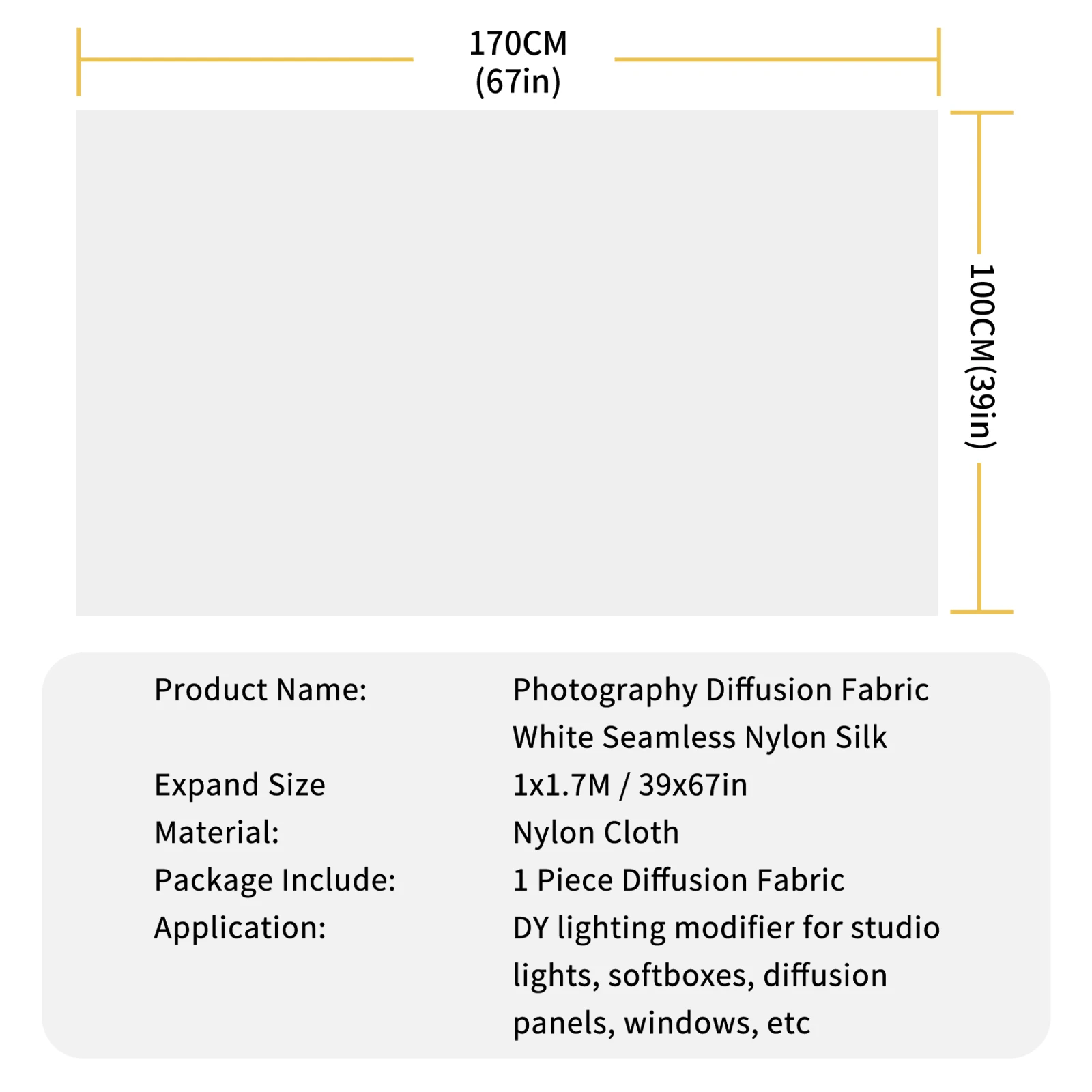 1.7x1m fotografia branco difusão tecido sem costura de seda luz modificador para iluminação de fotografia softbox e tendas leves