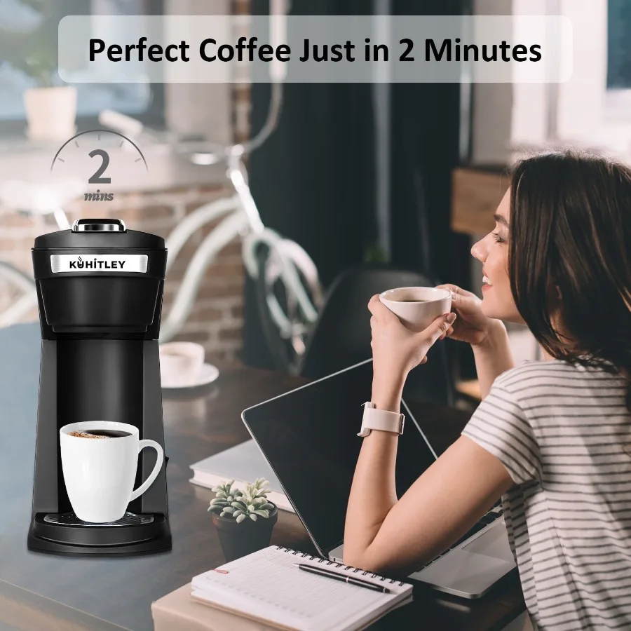 2 in 1 Single Serve Coffee Maker for K Cup Pods and Ground Coffee, Mini K Cup Coffee Machine with 6 to 14 oz Brew Sizes, Single - view 3