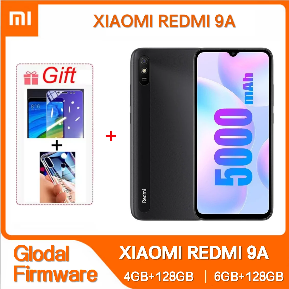 Xiaomi-スマートフォン,Redmi 9A,64GB, 128GB,5000mAh, 6.53インチ,mtk helio g25オクタコア,13MP, 4G,グローバルROM