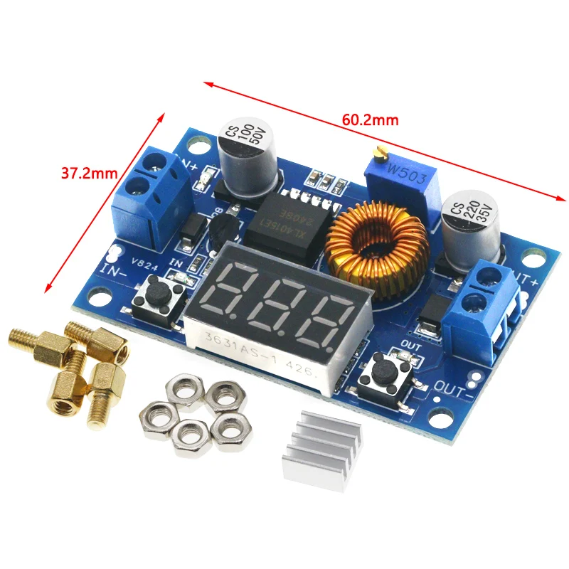 5A 75W XL4015 DC-DC Converter Adjustable Step-Down Module 4.0-38V to 1.25V-36V DIY Adjustable Power Supply