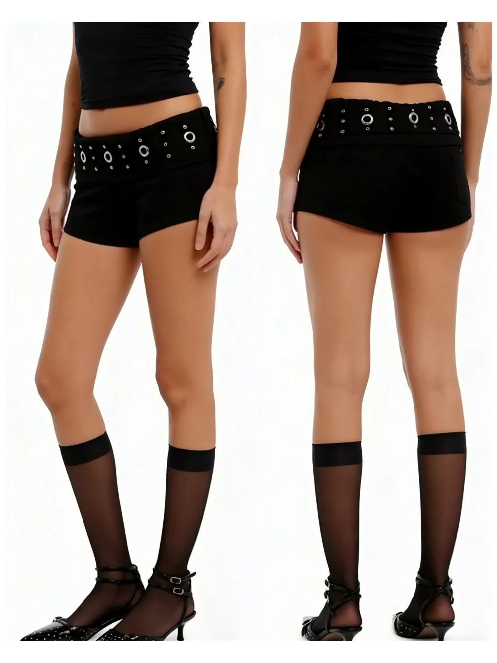 

2026 new summer Y2K dark gothic punk rivet shorts slim fit and slimming low waist hot pants for hot girls to wear on the street