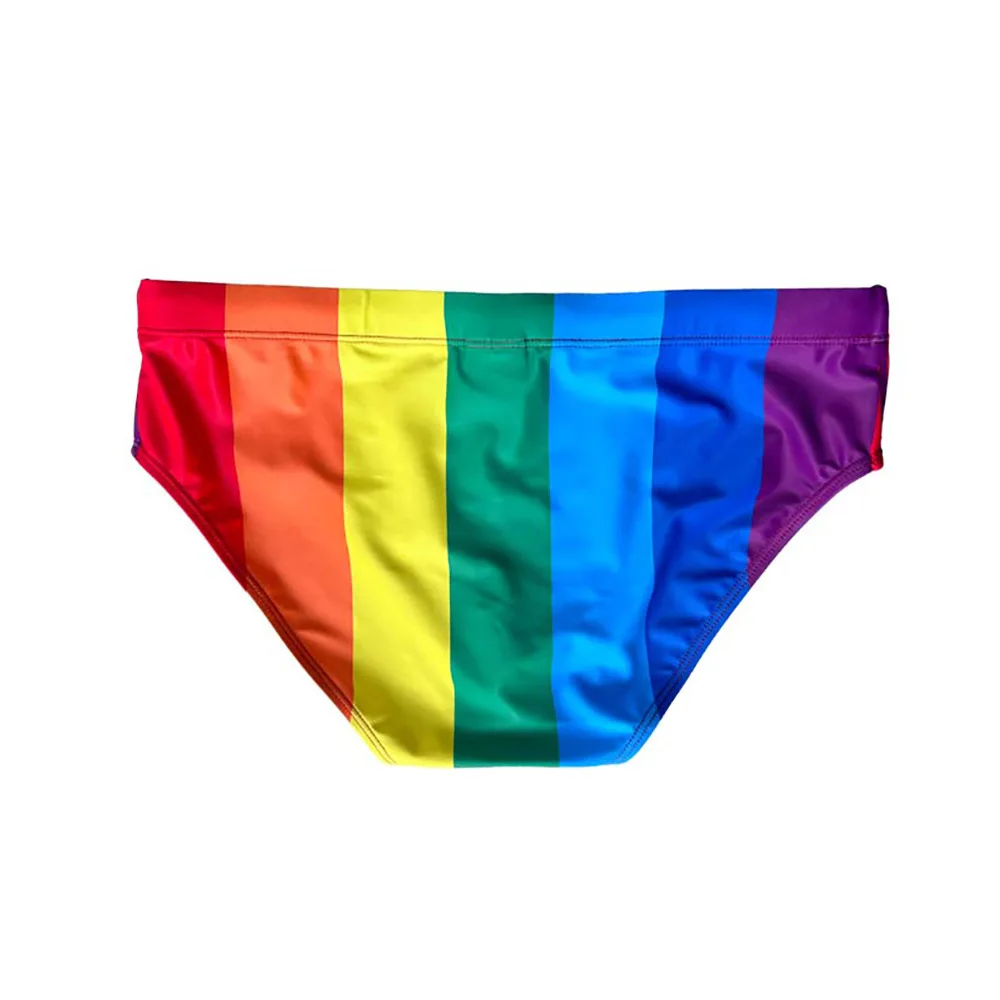 2025 men's cup rainbow striped triangle swimsuit low waist anti-embarrassment hot spring swimsuit cross-border 10113zb