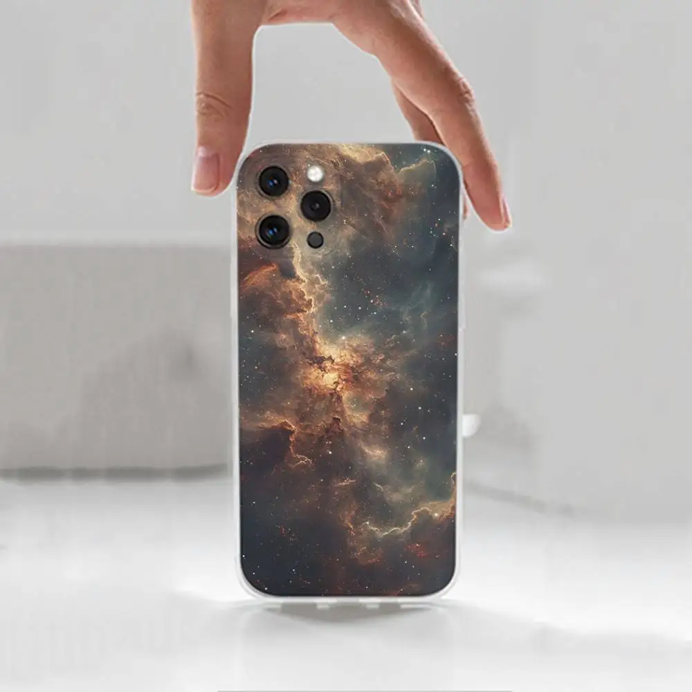 Universe Space Galaxyเคสโทรศัพท์สําหรับiPhone 16,15,14,13,12,11 Plus,Pro,Max,XR,XS,X,7,8 Plus,SE,Mini,โปร่งใส,เคสซิลิโคน