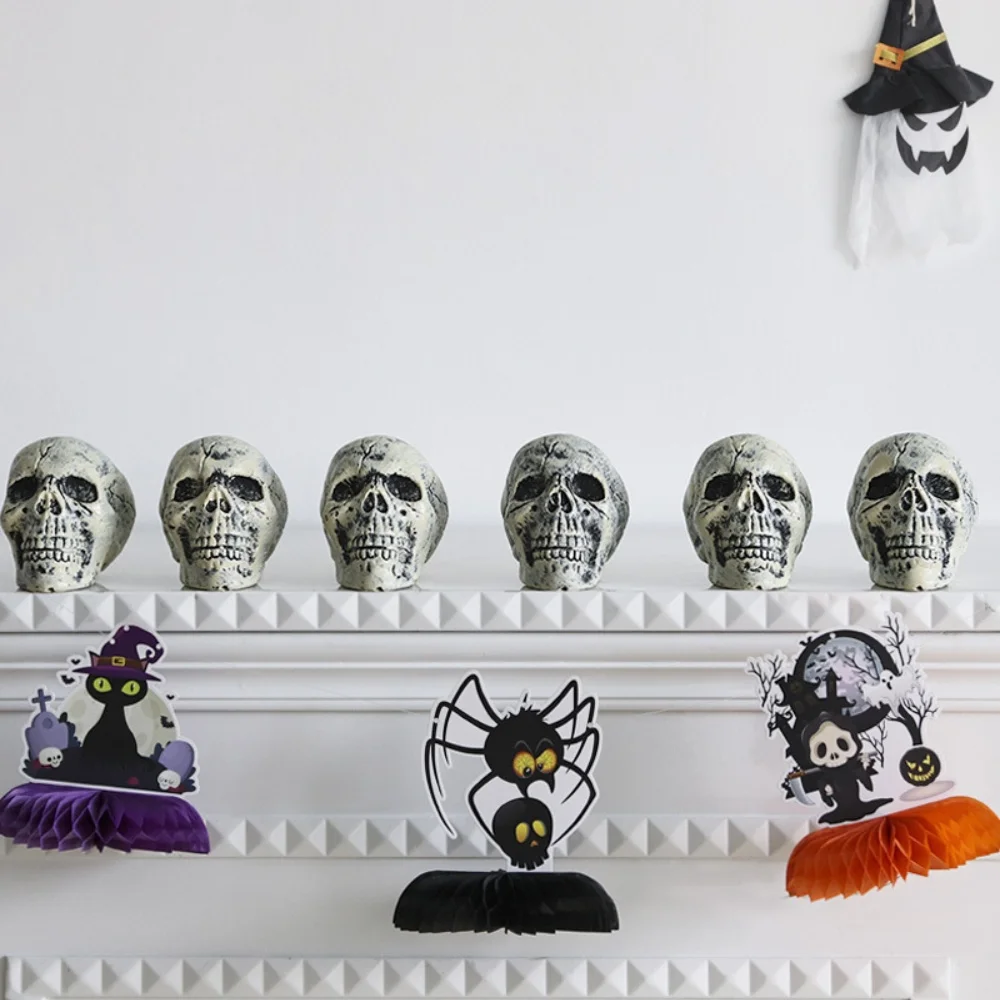 【Decoración de calavera de Halloween】 Réplica de calavera de hombre aterrador Casa fantasma y patio Accesorio de terror Adorno de cabeza de calavera y decoración colgante