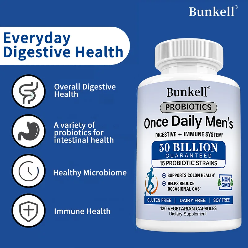 

Men's 50 Billion CFU Probiotics - Supports Digestive and Immune Health, Maintains Vitality, and Promotes Nutrient Absorption