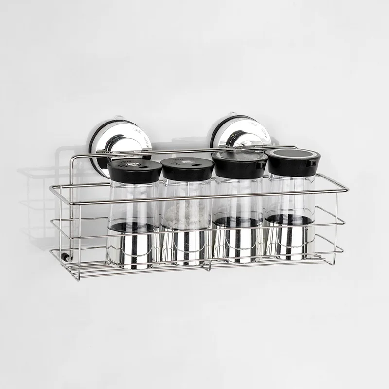 

Bathroom Shelf Stainless Steel Shower Shelf Dual Sucker Kitchen Shelf Wall Mounted Shelf Shampoo Holder Basket Rack