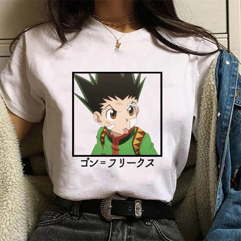 New GON FREECSS Graphic Print T-shirt Women Fashion Round Neck T-shirts Streetwear Casual Anime Harajuku Tees