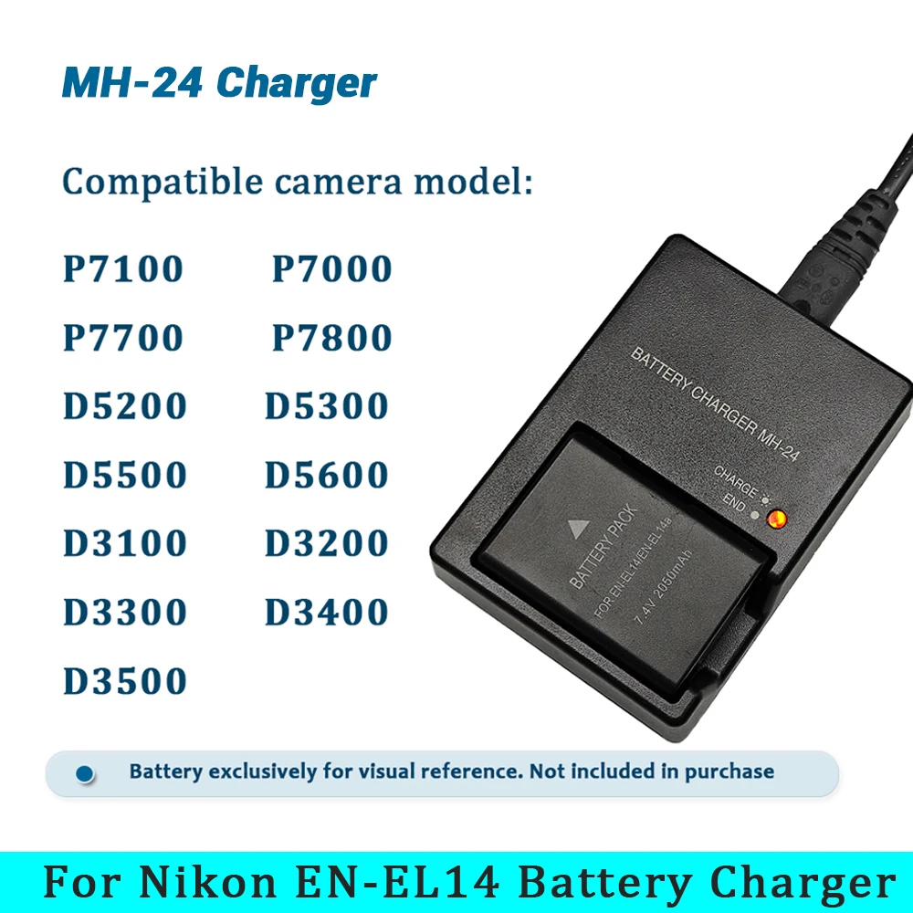 MH-24 Camera Battery Charger for Nikon En-el14 P7100 P7000 D3100 D5200 D5100 D3200 D3300 D5300 P7000 P7800 EN-EL14A EL14CBattery