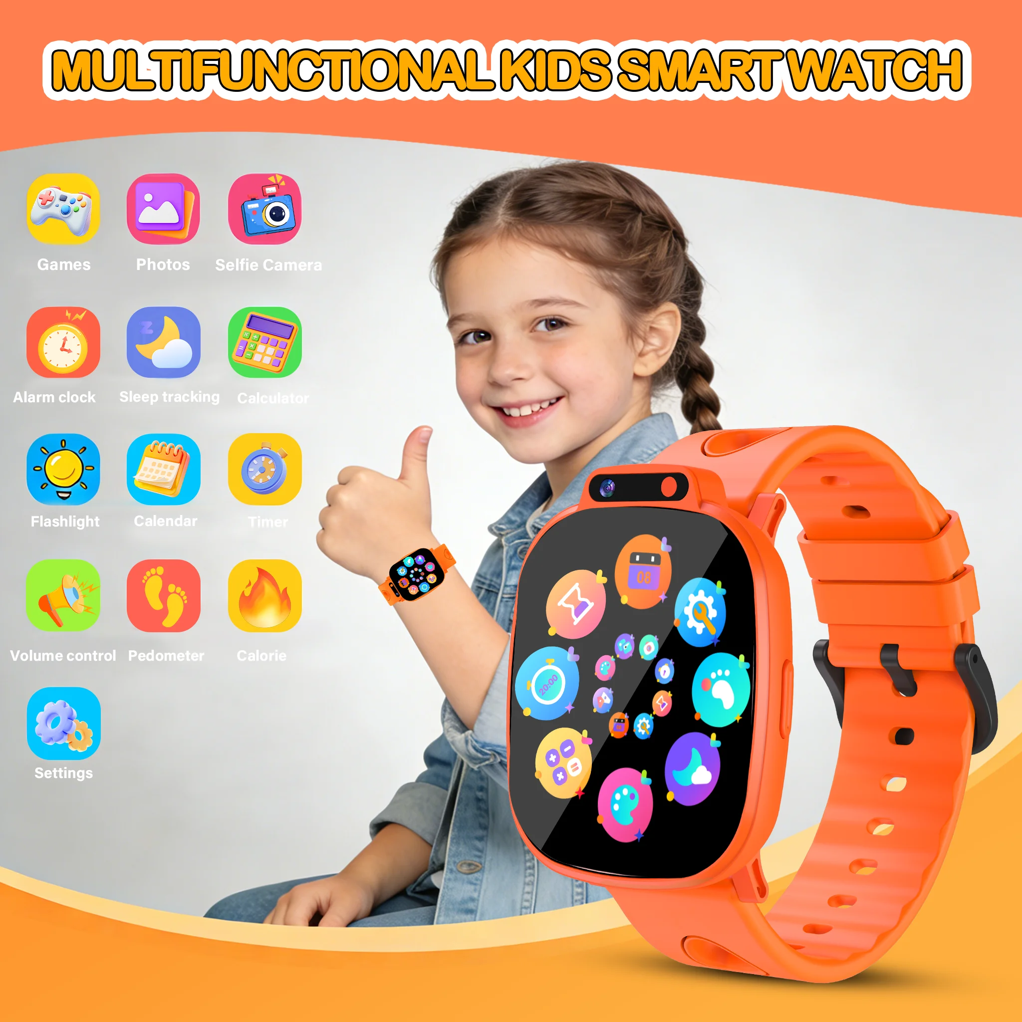 LAXASFIT 2026 New Kids Camera Smartwatch for Kids Games Sleep Monitor Flashlight Alarm Clock Boy Girl Gift Children Smartwatch