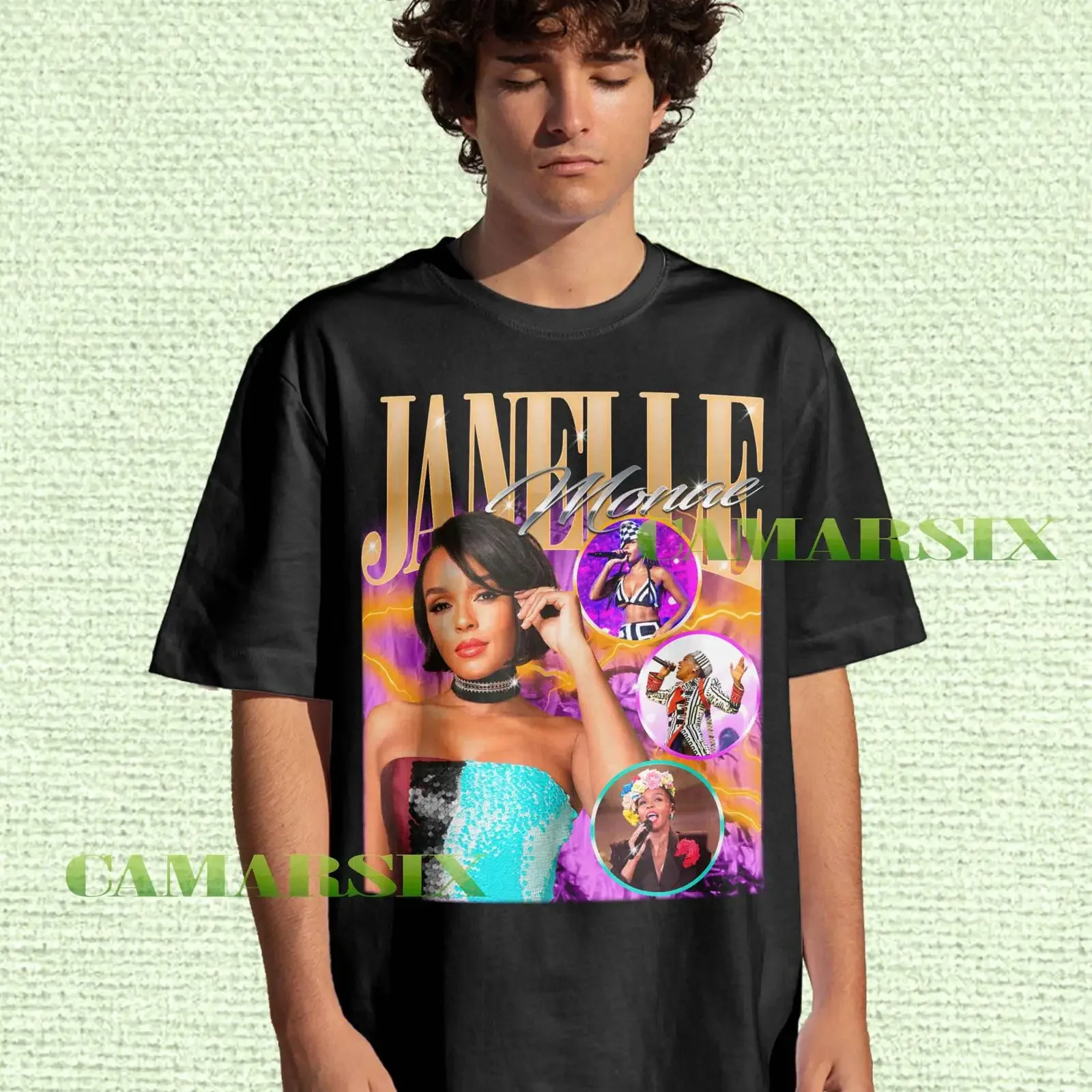 Vintage Janelle Monáe Hommage-T-Shirt im 90er-Jahre-Retro-Stil, Fan-R&B-Sänger-Merchandise, Vintage-Waschung, leicht bequem, modisch, Unisex