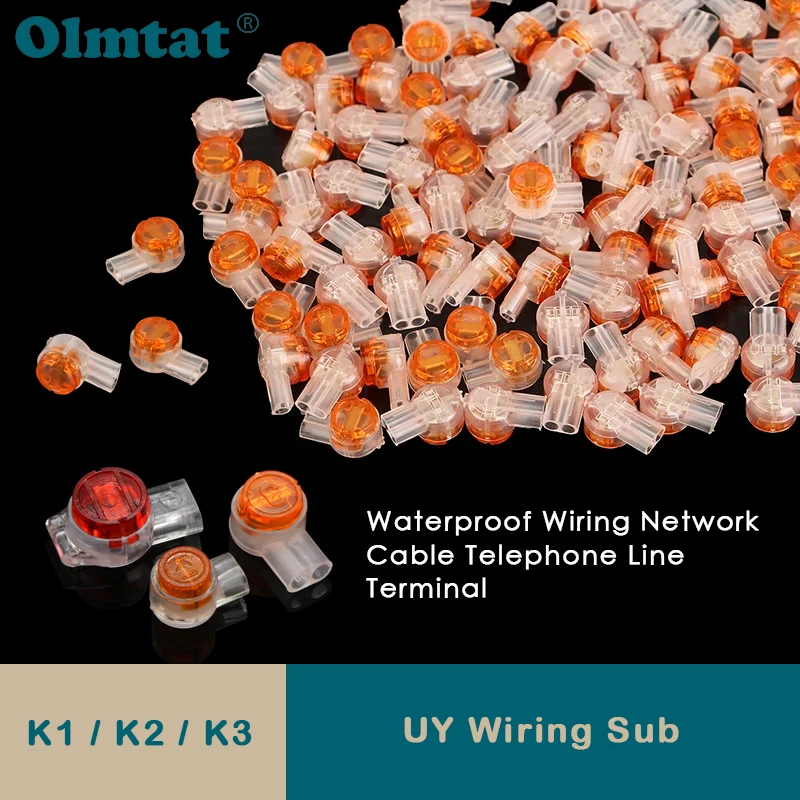 

UY Scotchlock Connector Lock Joint K1 K2 K3 Waterproof Wire Splice Network Cable Telephone Signal Line Terminal 30/50/100pcs
