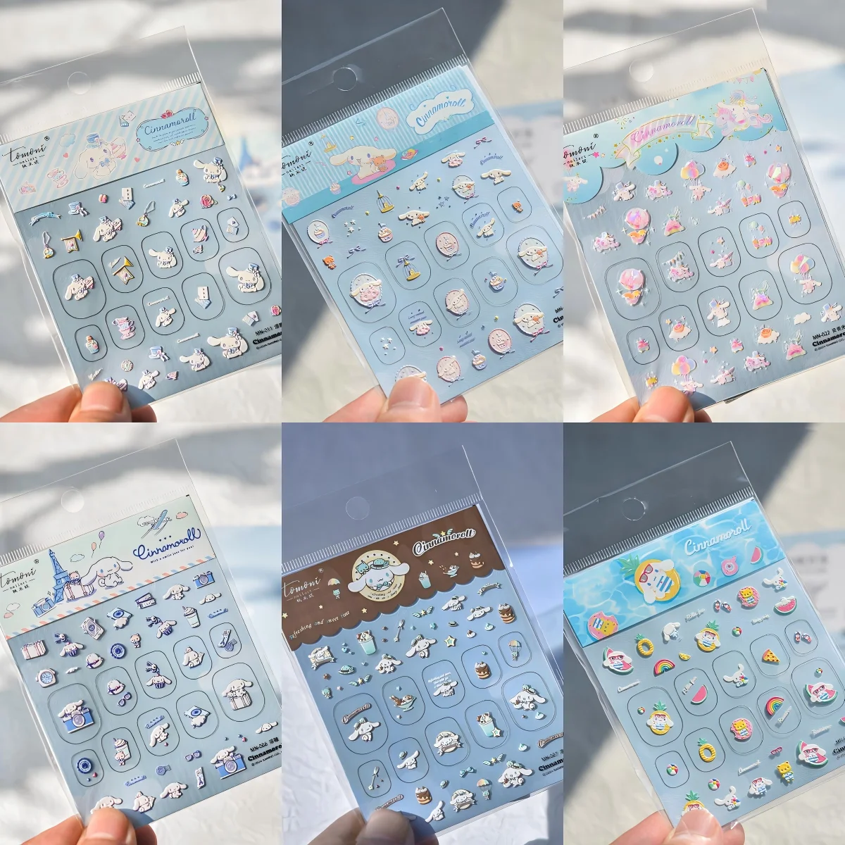 1PCS Cute Cinnamoroll Nail Art Decoration 5D Embossing Stickers Sanrio Animation Nail Art Supplies Stickers For Nails