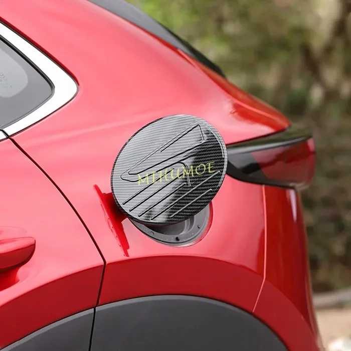 For Mazda CX30 CX-30 DM 2020-2024 Carbon Fiber ABS Car Exterior Gas Oil Fuel Tank Cap Decoration Cover Trim Mouldings