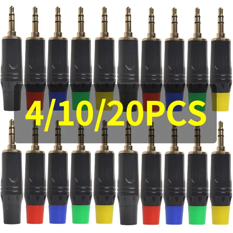 

3.5mm Gold-Plated Stereo Audio Plug - for Headphone Microphone DIY Soldering Connector