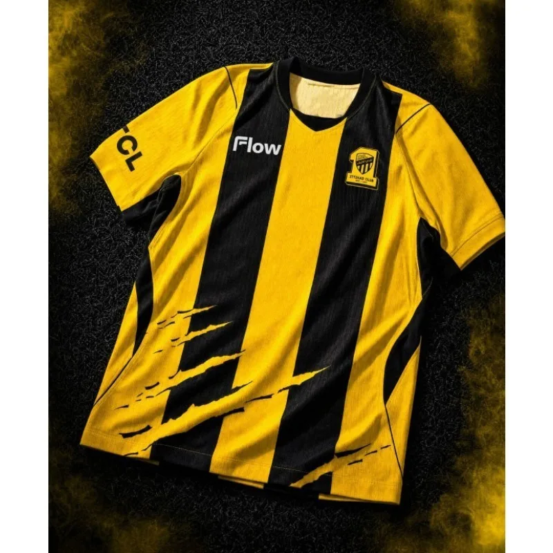 2026-27 New Arrival Al-Ittihad Football Jersey Fan Version Summer Quick-drying Short Sleeve Athleisure T Shirt For Adults Kids