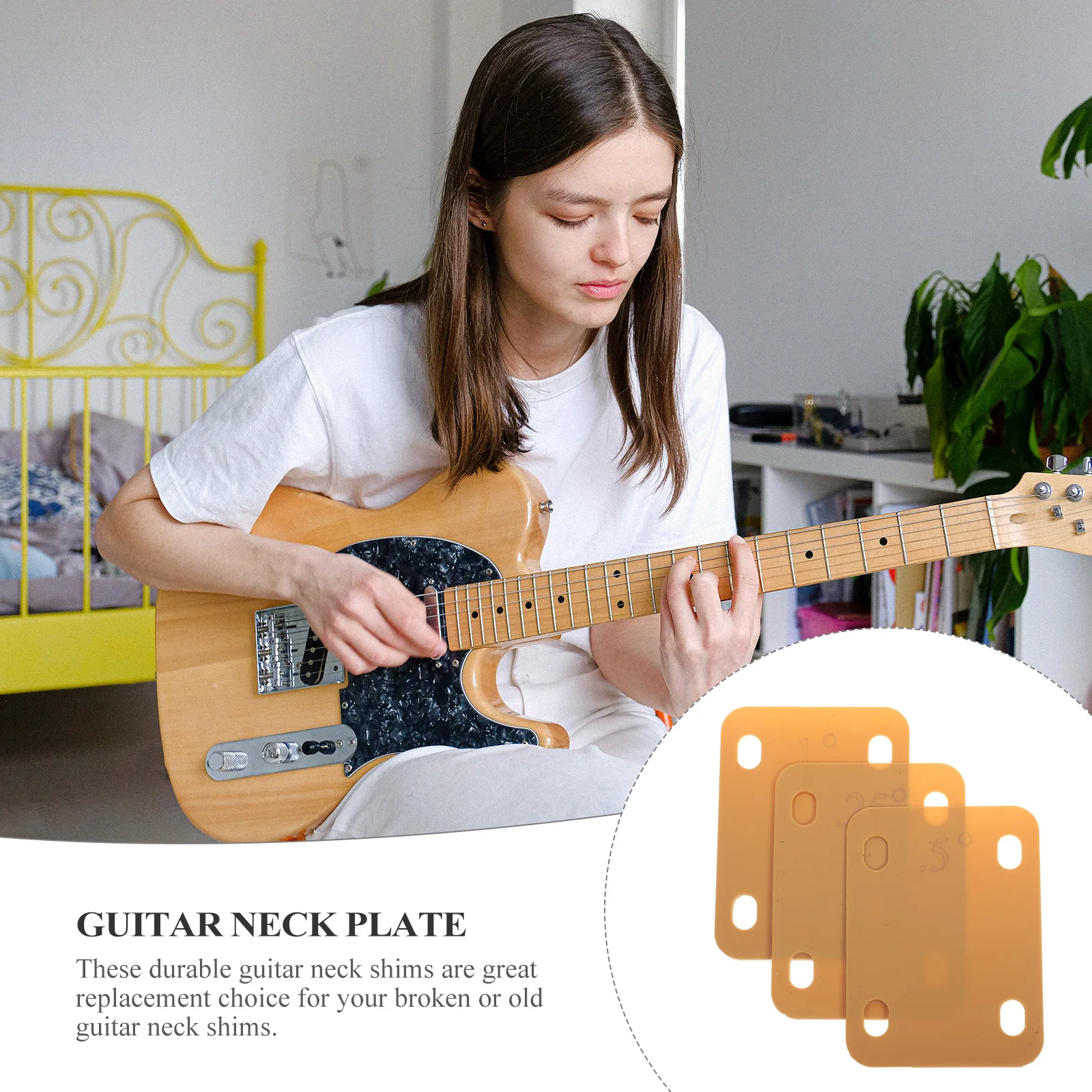 

3 Pcs Guitar Neck Gasket Maintenance Shims Acoustic Replacement Parts Heightening Bass