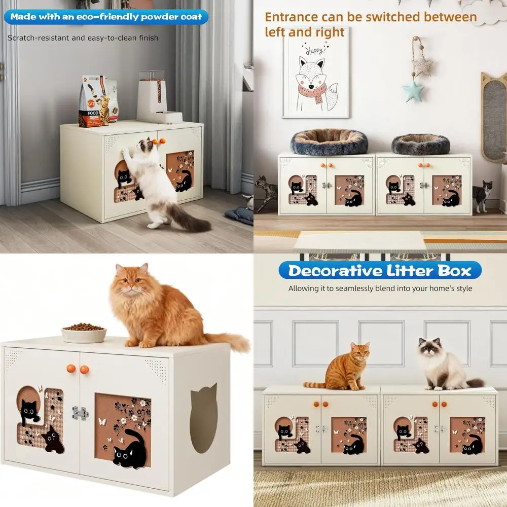 

Discrete Cat Litter Enclosure with Removable Divider, Stylish Cabinet for Hiding Litter Boxes, Suitable for Various Sizes