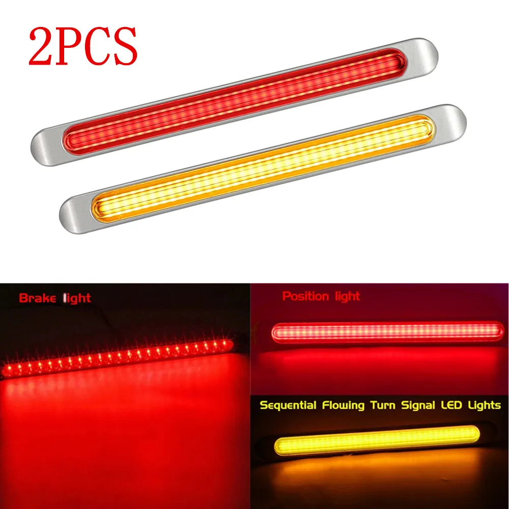 2PCS LED Tail Lights Flowing Truck Signal Stop Brake Lamp Truck Rear TailLight 10-30V  Lorry Trailer Daytime Running Lights