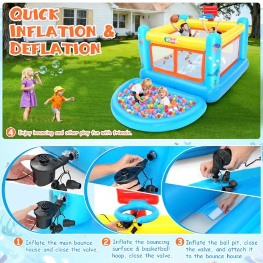 منزل ترتد قابل للنفخ قلعة ترتد داخلية للأعمار من 3 إلى 88.9 قدم طول × 5.6 قدم عرض × 4.3 قدم ارتفاع بيت قفز PVC مع منزلق ومنفاخ P #3