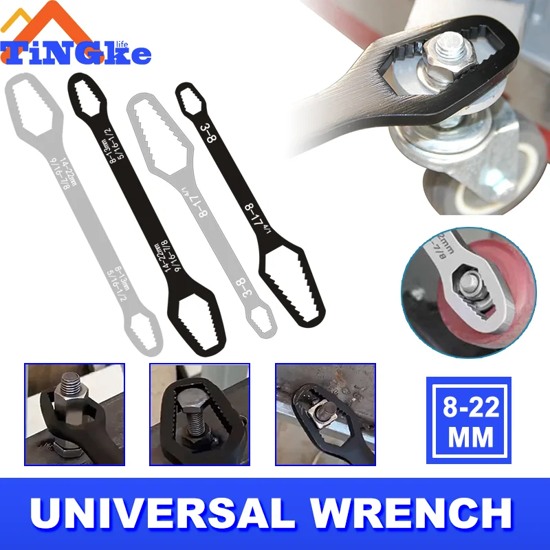 3-17mm8-22mm Universal Torx Wrench Adjustable Multifunction Wrench Board Double-head Multipurpose Torx Spanner Repair Hand Tools