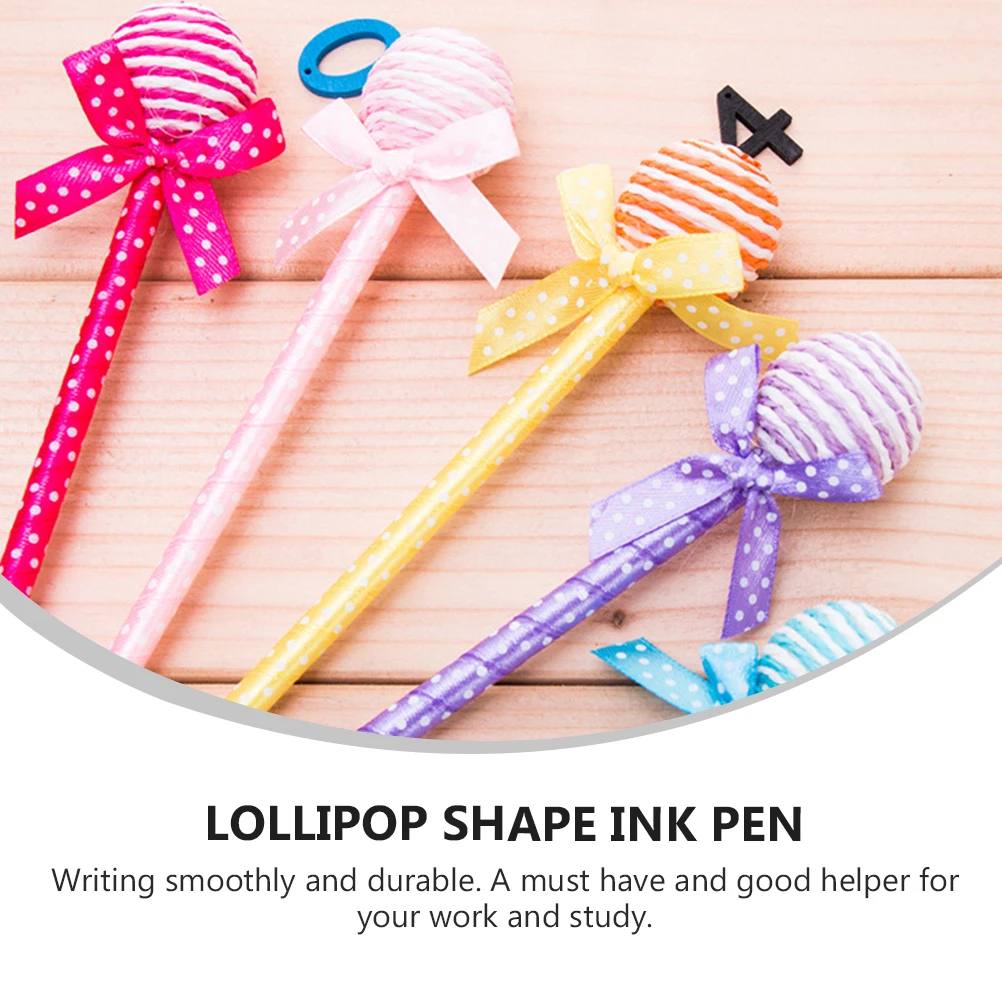 

10 Pcs Ballpoint Lollipop Shape Writing Pen Writing Stationery Colorful Ballpoint Pen Plastic Office School Gifts