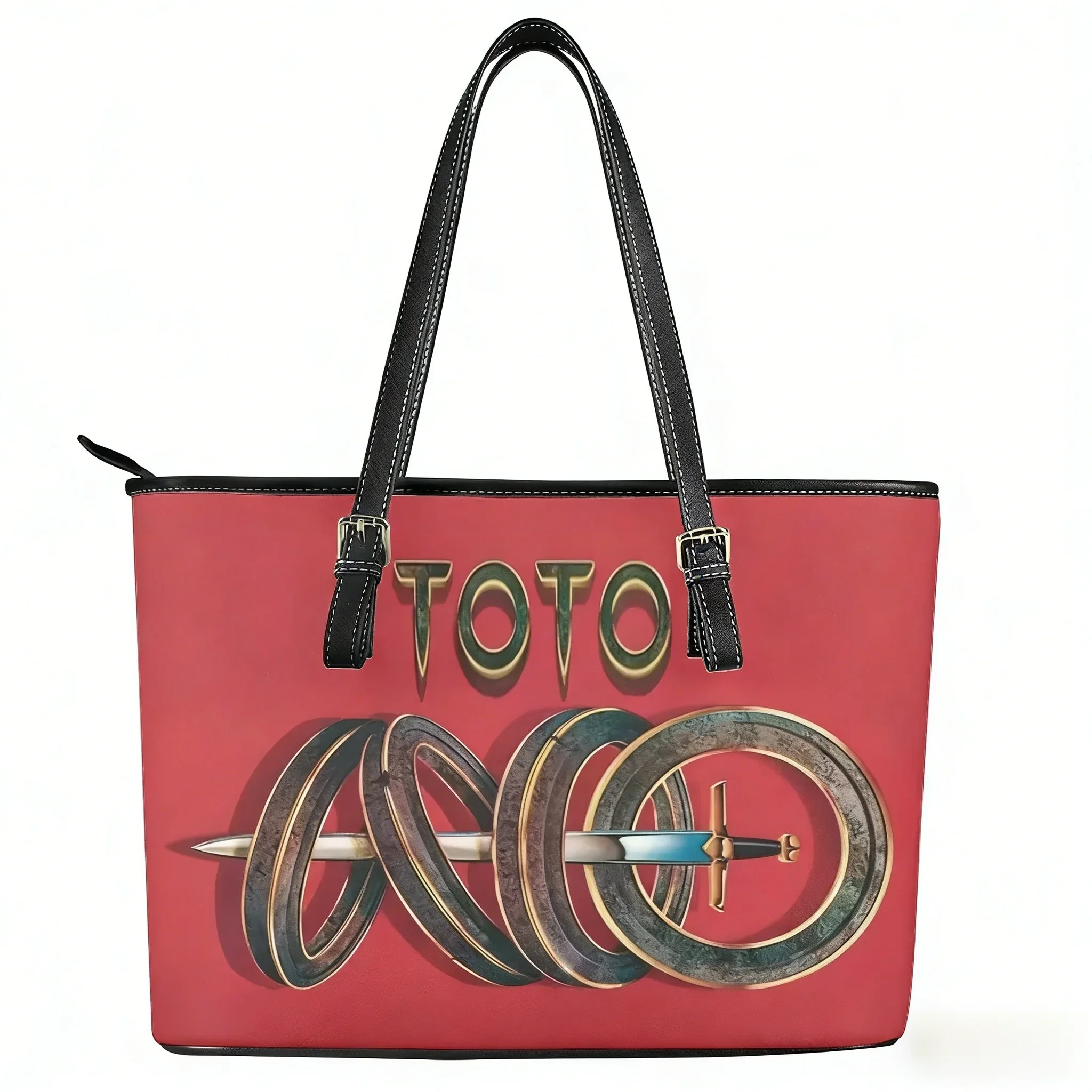 Toto band Custom Handbag Womens Mens Retro Interesting Personalized Tote Bag Shoulder Bag Business Leather Purse Travel Bag Gift