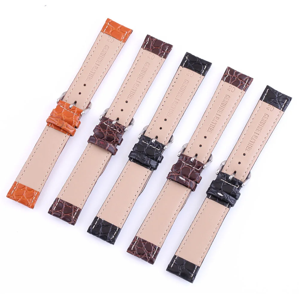 Crocodile Pattern Watch Strap 12 13 14 15 16 17 18mm 19 20mm 21 22mm 24mm Retro Genuine Cowhide Leather Watch Band Bracelet