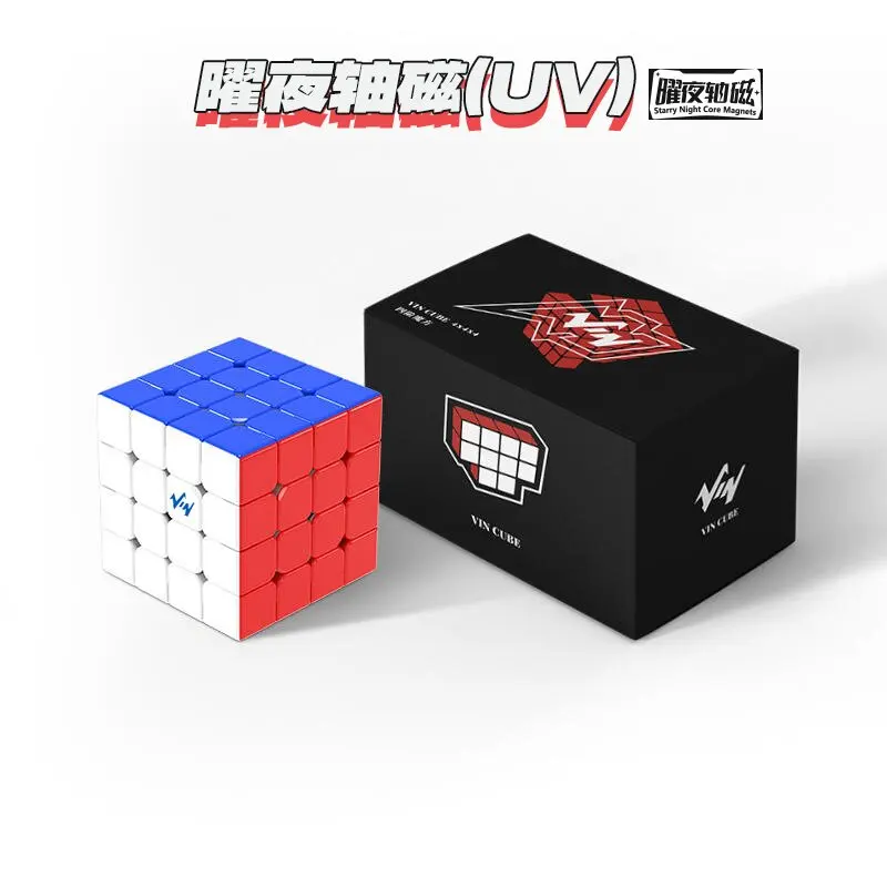 Vin cube 4x4x4 achse magische würfel magnetischer kern uv aufkleber loses spielzeug für kinder profession elles spielzeug cubo magico puzzle cube