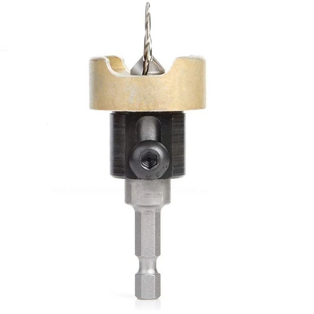 Woodworking Countersink Drill Carbide Tipped Adjustable Depth No-Thrust Ball Bearing for 3/8X3/32 X1/4 Countersink Bit