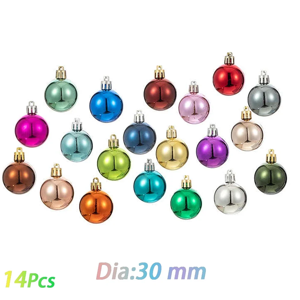 Diameter 3cm 1/Pack 14pcs Color Plastic Hollow Ball Decorative Hanging Ball for DIY Handmade Christmas Wedding Party Ornaments