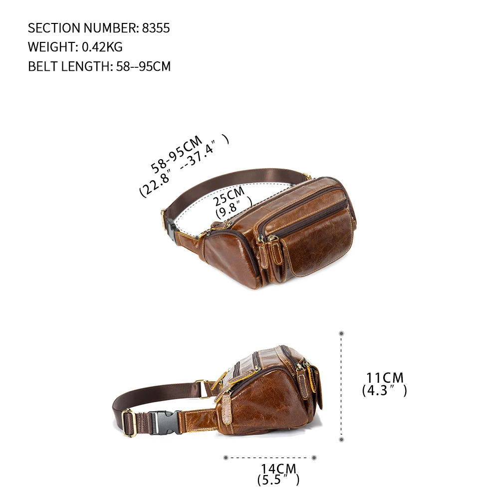 WESTAL Leather Belt Waist Bag Men\'s Fanny Pack Hip Bags Outdoor Sports Running Hinking Cycling for Wallet Money Phone