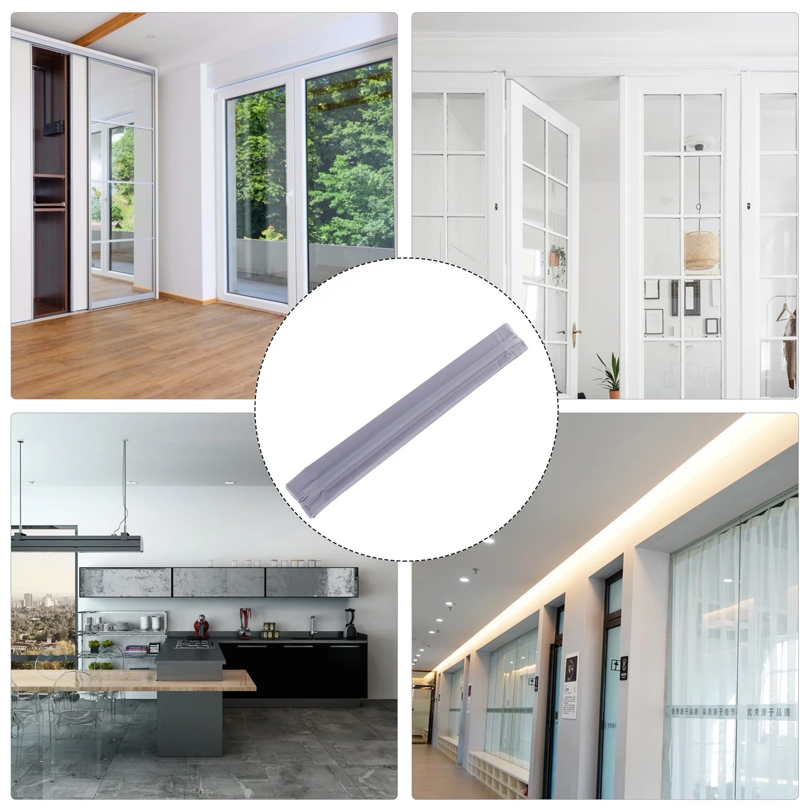 1 لفة ذاتية اللصق الباب أسفل شريط عازل مقاوم للماء الغبار يندبروف لنافذة الباب التماس العزل طوقا شريط الطقس #5