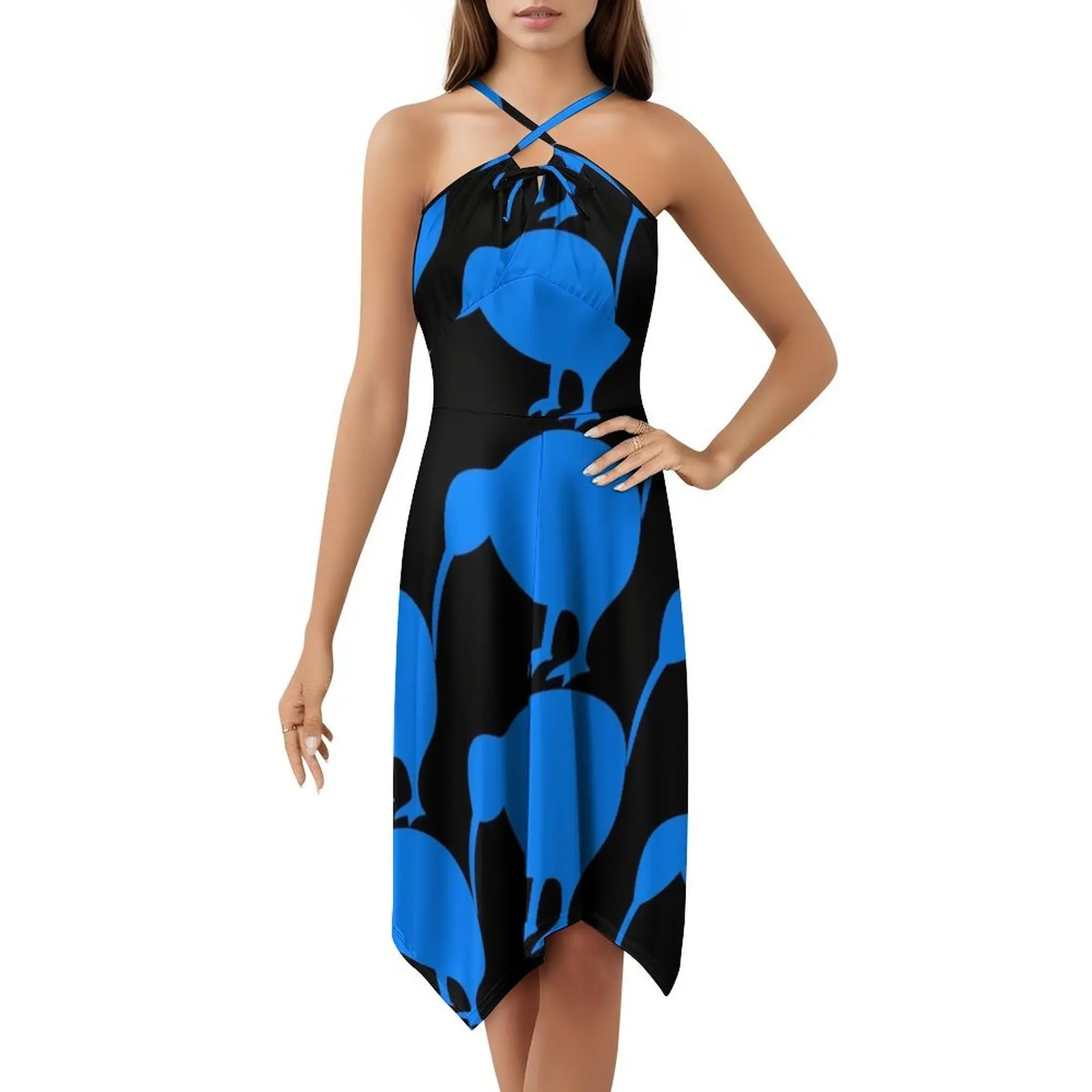 فستان كيوي أزرق على شكل قلب فستان أنيق للحفلات الصيفية للنساء كيوي أزرق كيوي نيوزيلندا ملابس نسائية جديدة