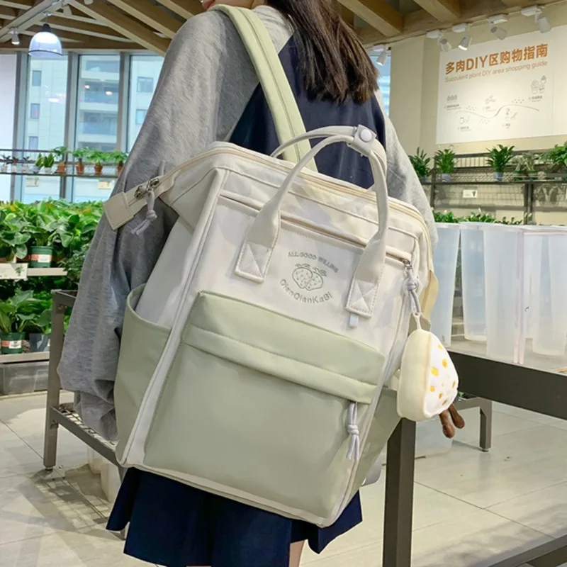 Mochila de viaje de gran capacidad para mujer, Coreano bolso de mano, mochila impermeable de nailon para ordenador portátil, bolsas de escuela primaria