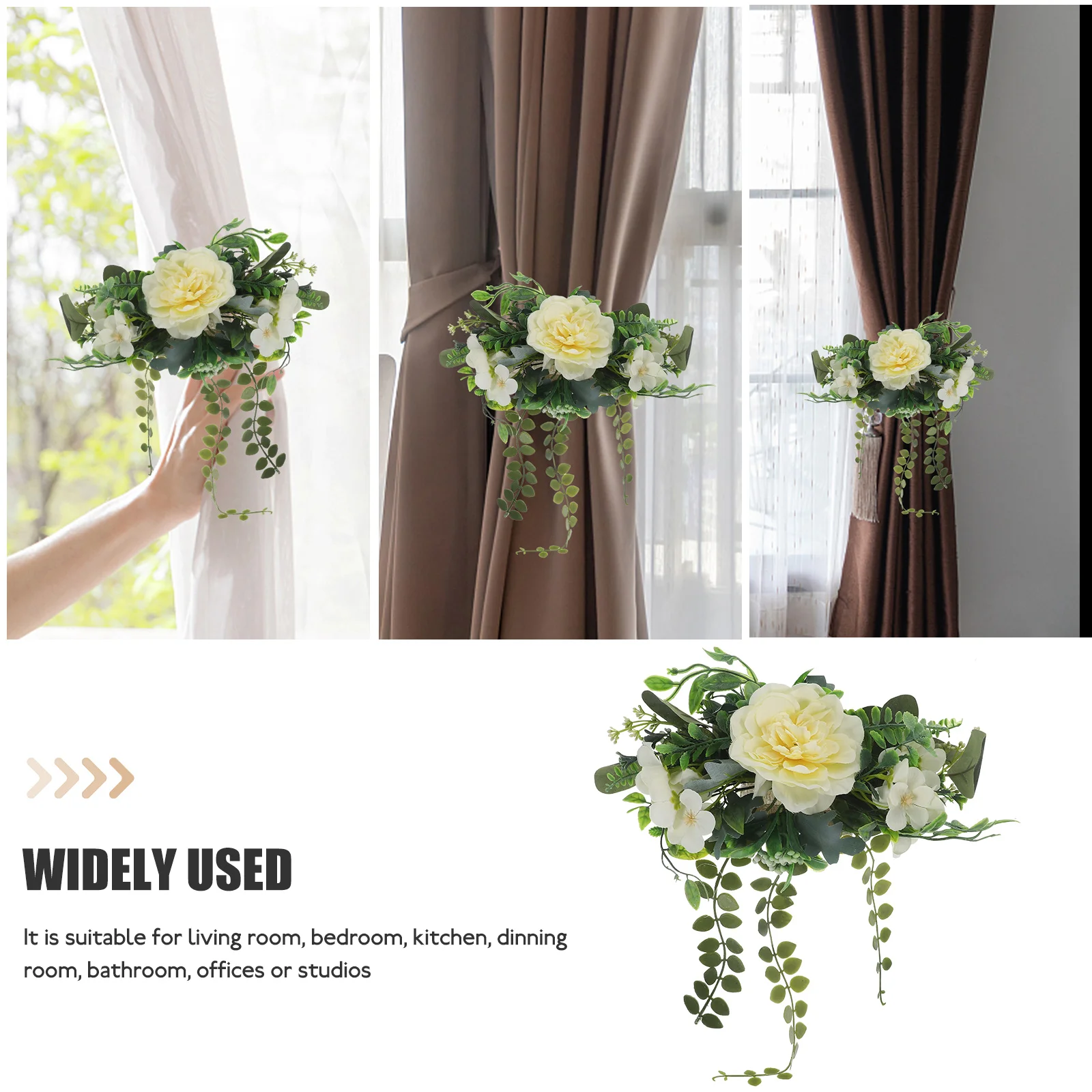 

Peony Curtain Tiebacks Decorative Rope Ties for Drapes Straps Artificial Flower Retro Curtain Accessories