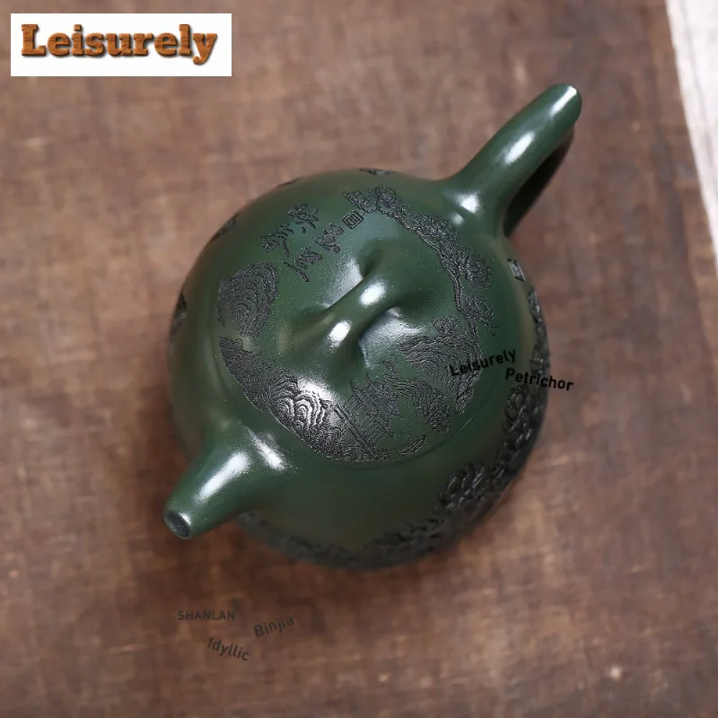 400 مللي فاخر ييشينغ الأرجواني الطين أباريق الشاي ماستر اليدوية تشين تشيوان وعاء الخام الخام الأخضر الطين غلاية الصينية Zisha طقم شاي للهدايا الشاي #4