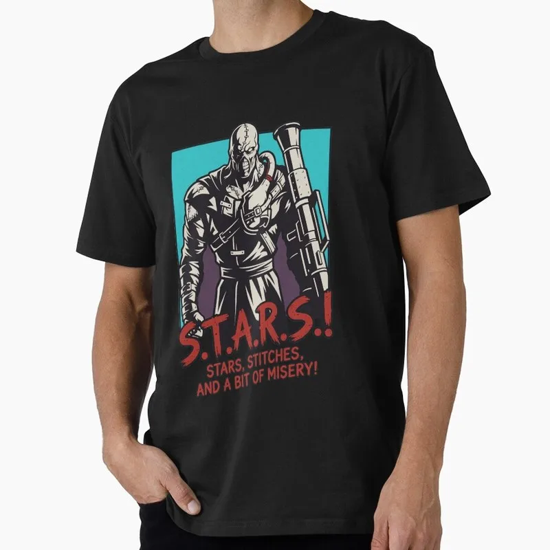 Vintage Resident Evil Nemesis - STARS T‑Shirt Biohazard RE3 Horror Movie Game Graphic Print Tee Retro Unisex Streetwear Tops