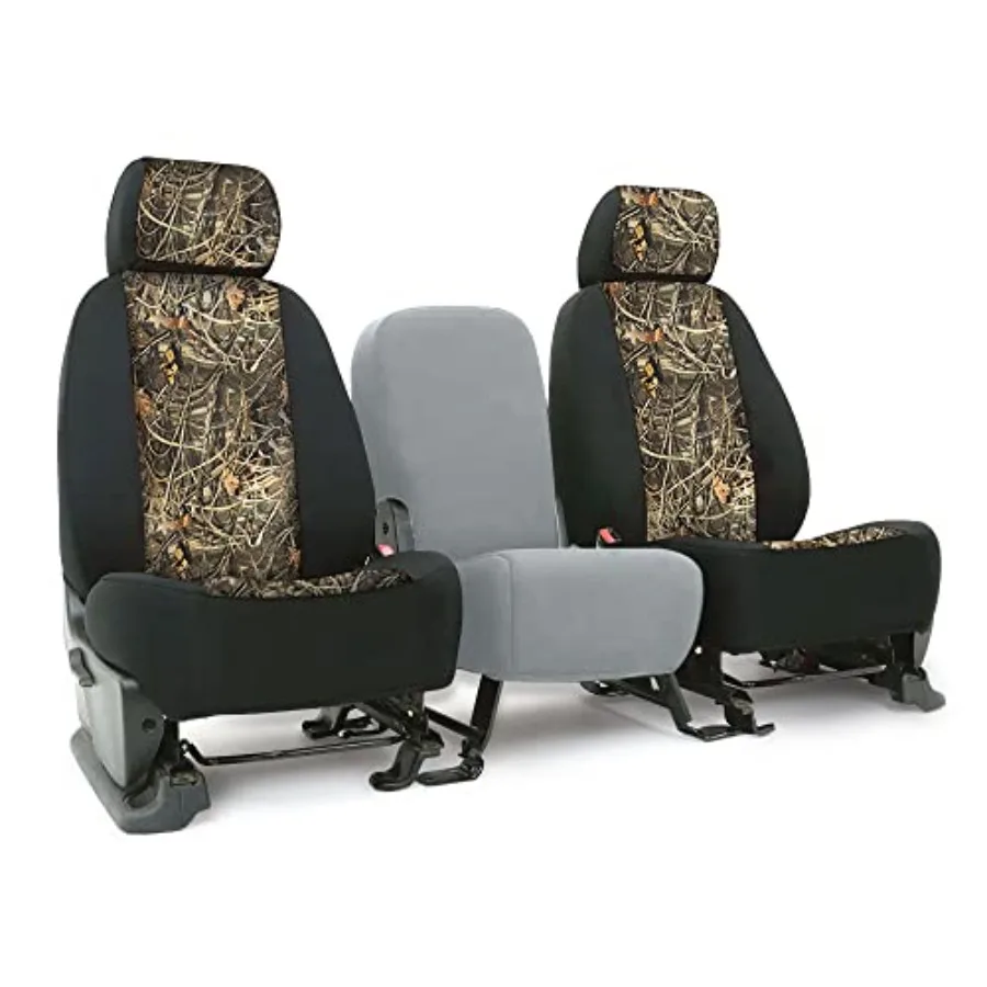 

Custom Fit 2009-2016 Dodge Ram 1500 2500 3500 Пикап Гидрокостюм Неопреновые чехлы на передние сиденья автомобиля Камуфляж и черные стороны Водитель и