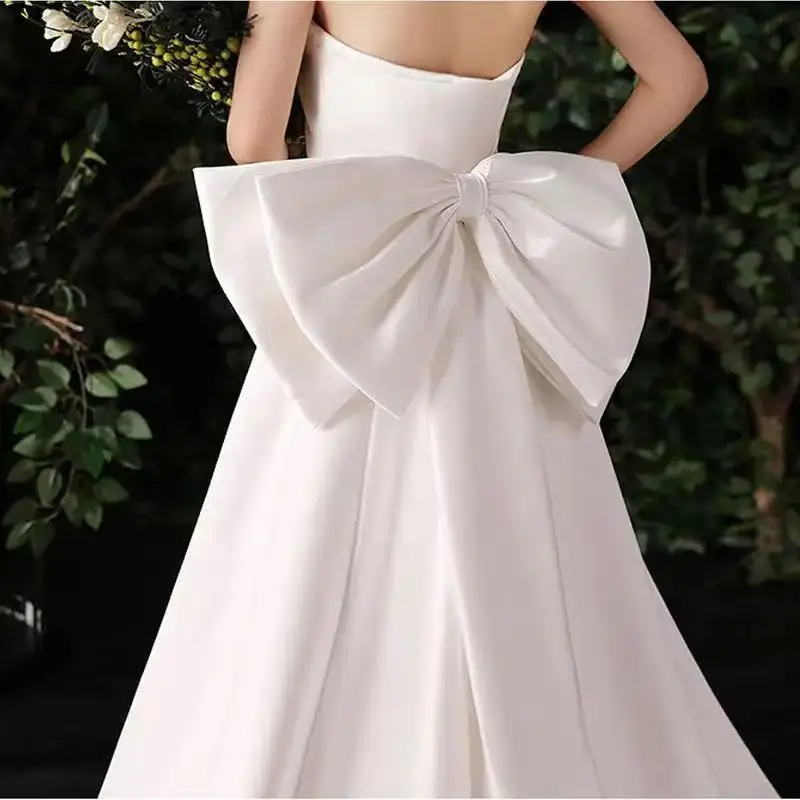 Customized Detachable Bridal Satin Bow For Wedding Dress Seperate Removeable Long Satin Bows Knots DIY Wedding Accessories