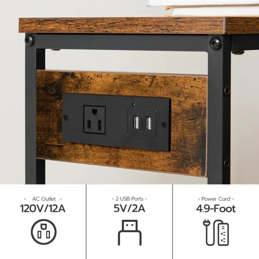 

Narrow Console Table with Power Outlets, 29.5 Small Entryway Table with Charging Station, Thin Sofa Table, Side Table, for Hallw