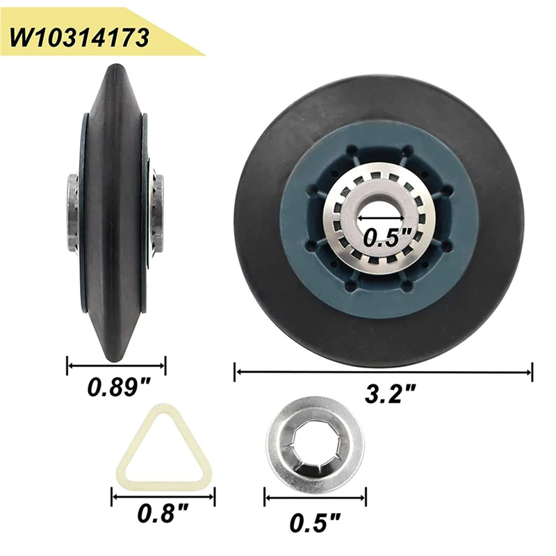 4Pack W10314173 Dryer Drum Roller Replacement for Dryer Compatible with WPW10314173 Roller Drum Support Kit Dryer Parts