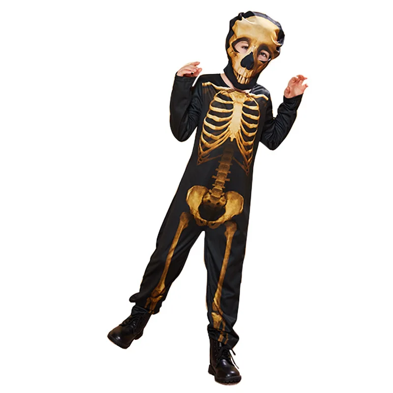 

Kids Halloween Cosplay Costumes Boys Girls Printed Skull Suit Disfraz Zentai Deguisement De Garcon Party Clothes Outfit