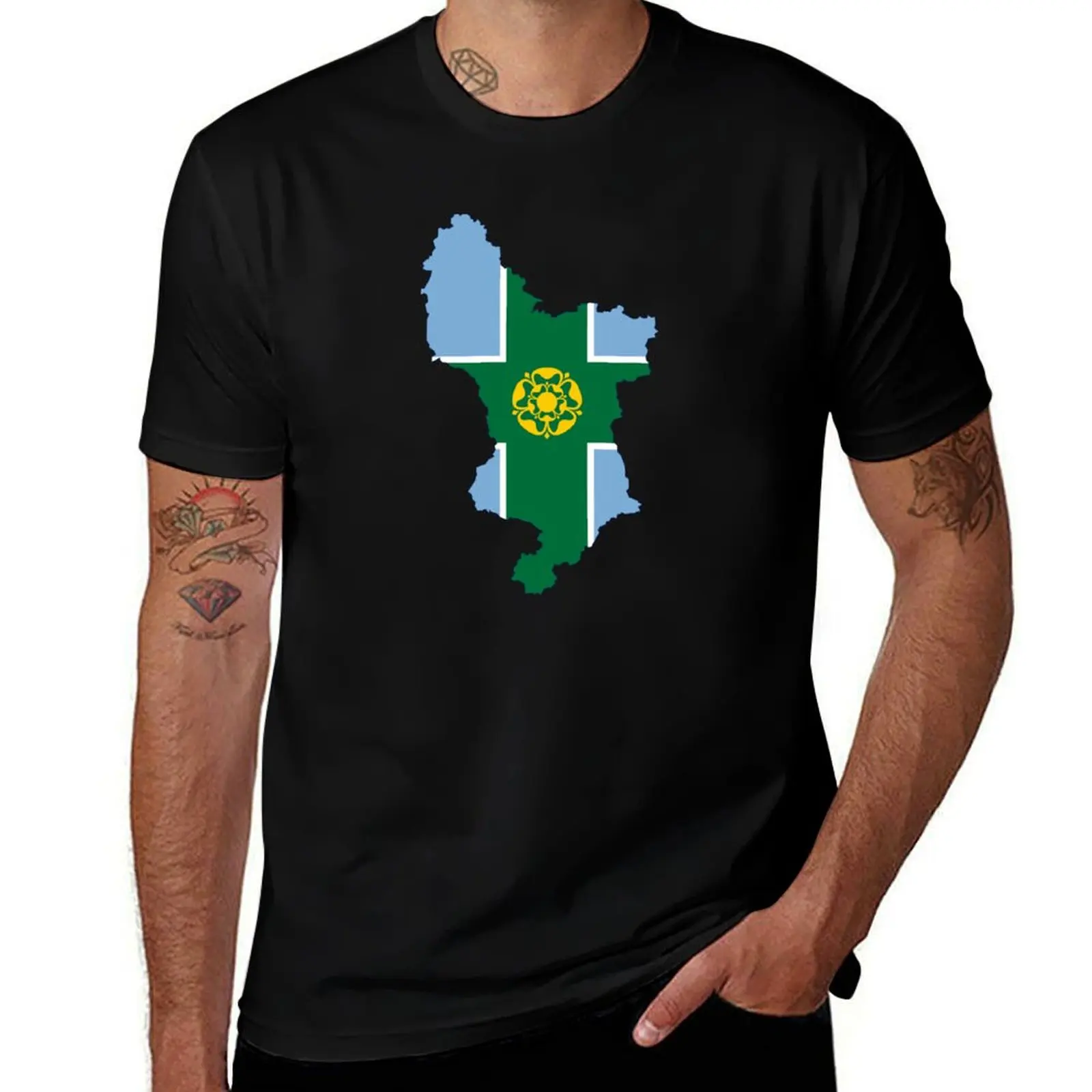 Derbyshire Flag T-Shirt croswit shirt man plus size tops vintage mens clothing