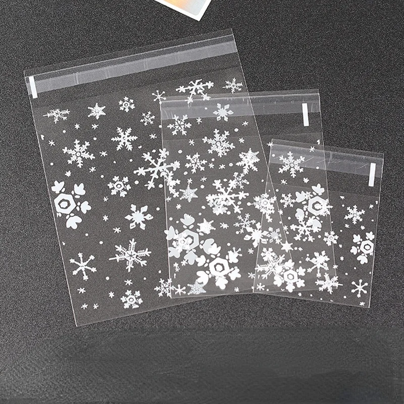 Large snowflake opp self-adhesive biscuit cake food baking bag handmade decoration sample 