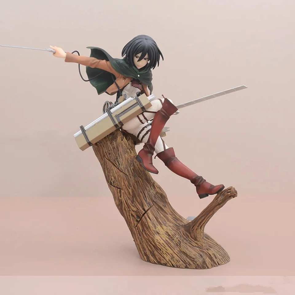 Figurine Mikasa Attack On Titan – PVC 15 Cm – Articulée, Têtes Interchangeables – Déco De Table