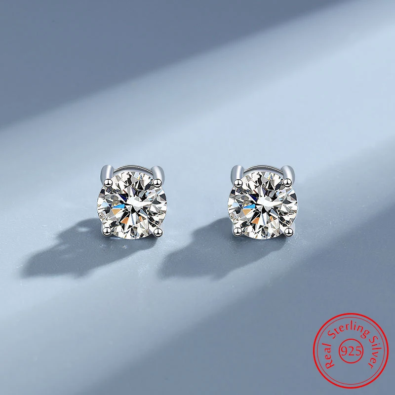 

Solid 925 Sterling Silver Fshion Jewelry Crystal Zircon Stud Earrings For Woman New XY0206